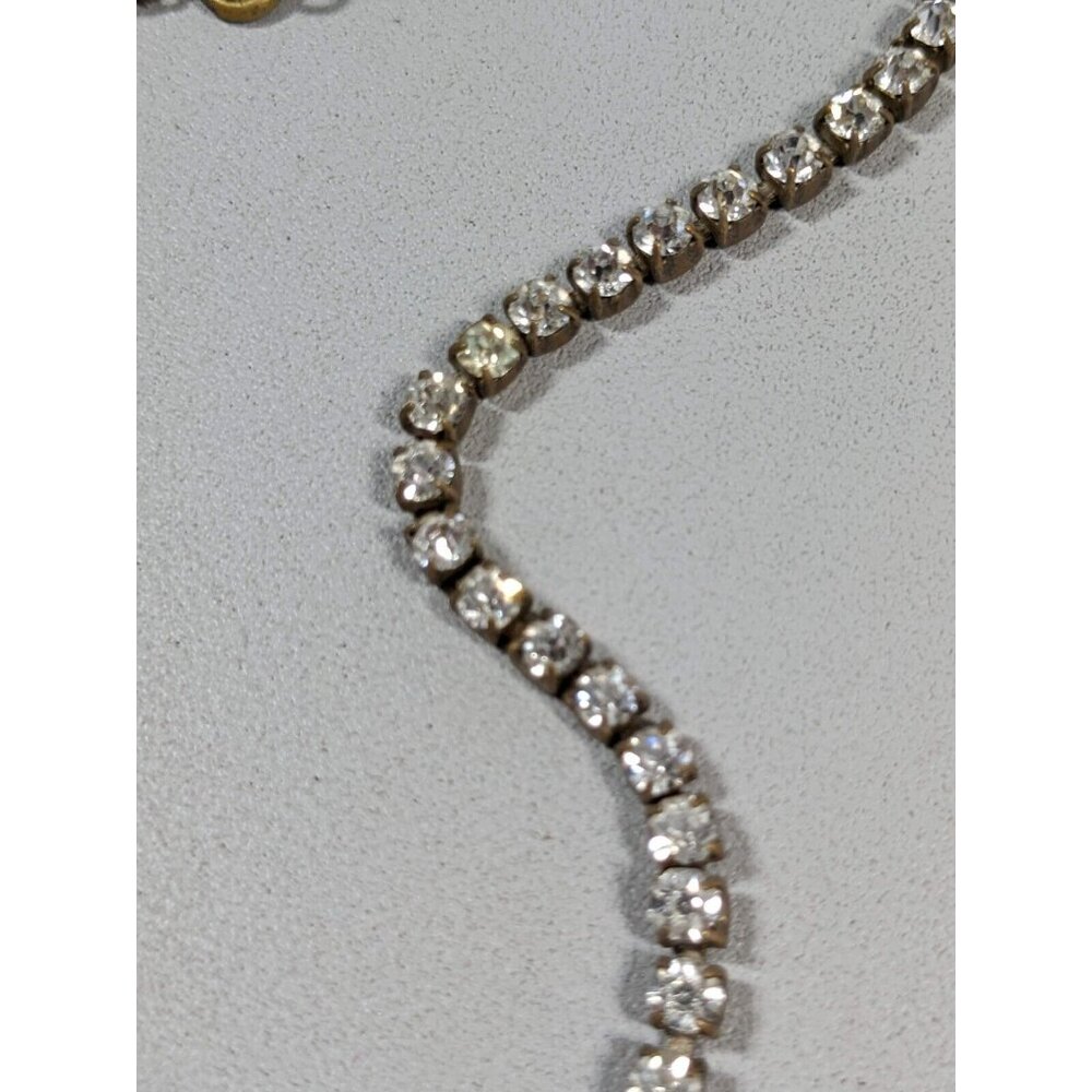 Vintage Czechoslovakia Bronze Tone Crystal Rhinestone Art Deco Tennis Necklace - Picture 6 of 11